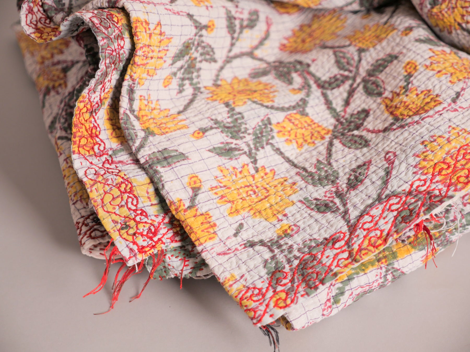 Couverture kantha vintage imprimé